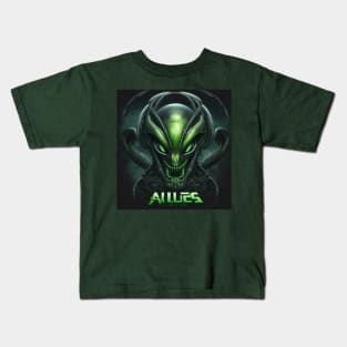 green creepy alien Kids T-Shirt